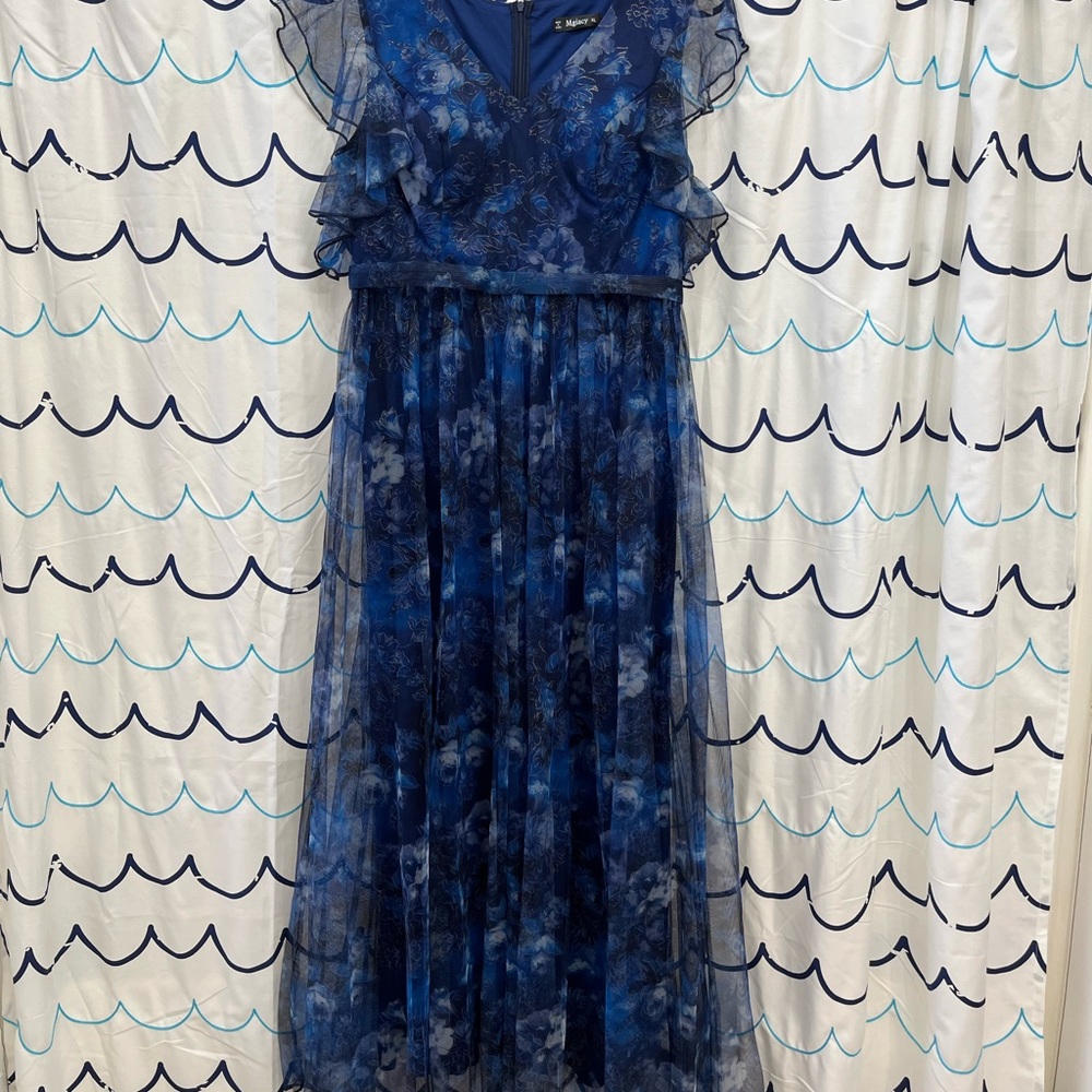 Elegant Blue Floral Dress